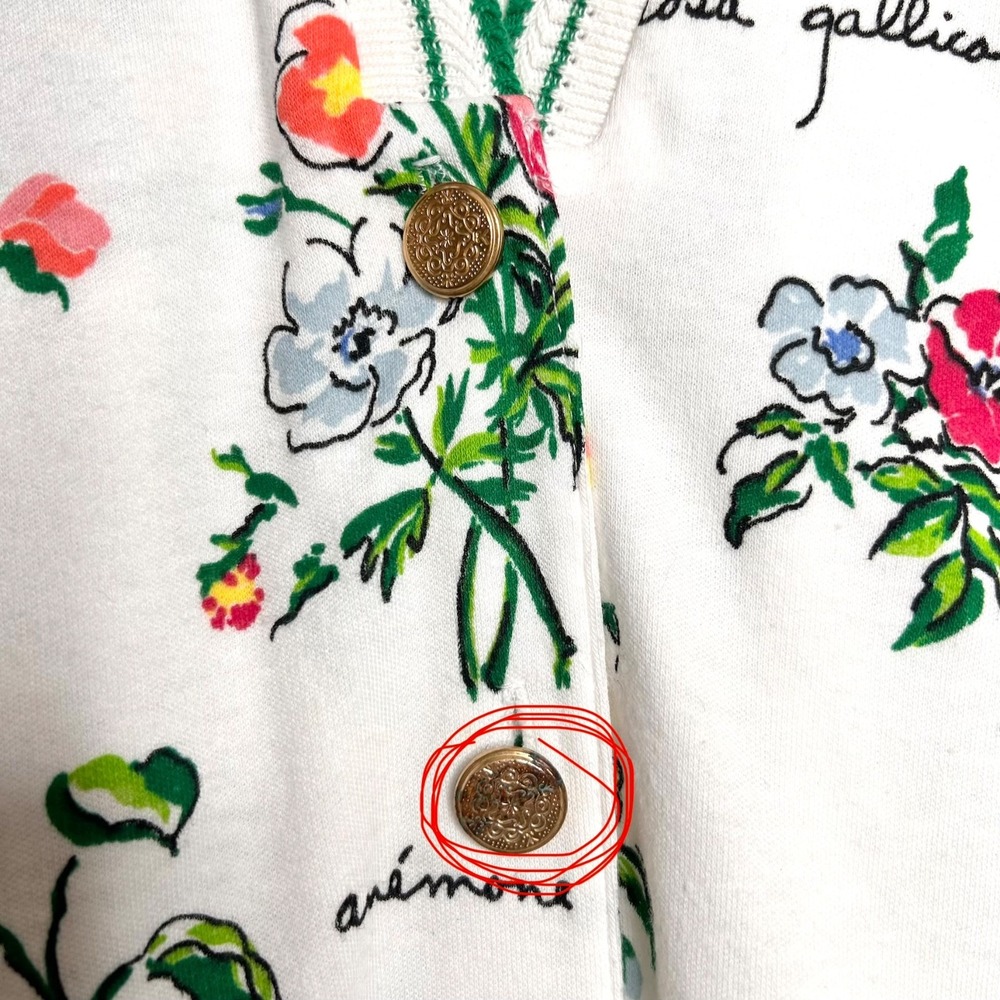 Vintage Botanical Cardigan 2X Ivory Floral Gardener Novelty Sweater Teddi - Picture 6 of 11
